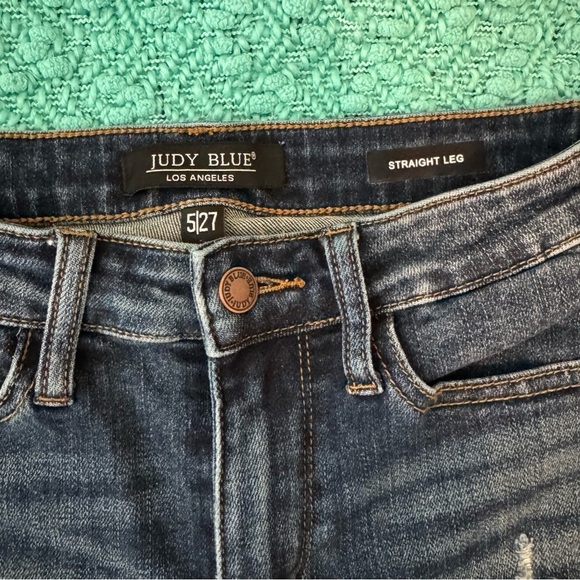 Judy Blue Women's 5/27 Straight Leg Blue Denim Jeans Stretch - Picture 3 of 3